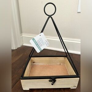 Ashland Black Metal and Tan Wood Planter